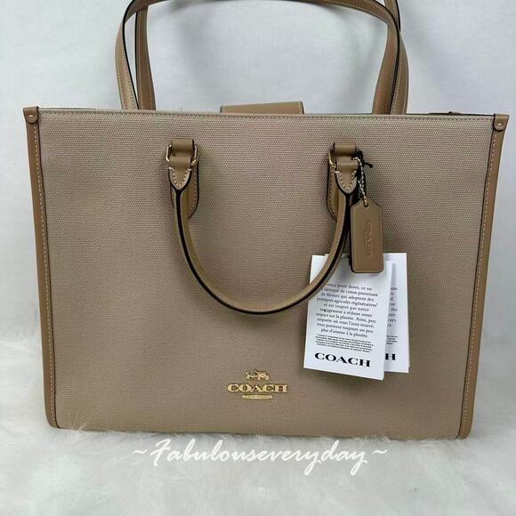 Coach Maggie Tote Bag In Colorblock In Canvas/Gold/Dark Natural Multi CAK59 NWT - Picture 2 of 11